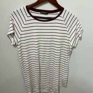Cotton On Women’s Burgundy Striped Crewneck T-Shirt